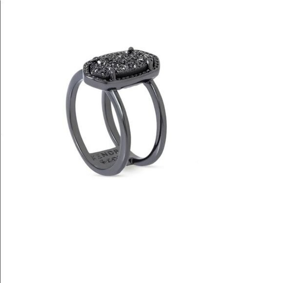 Kendra Scott Elyse Gunmetal Black Druzy Ring - Picture 2 of 3